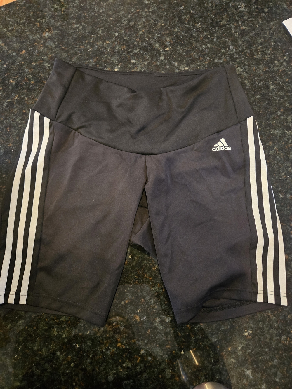 adidas Women’s Black Bike Shorts with White Stripes